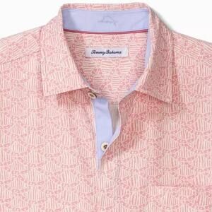 Tommy Bahama Desoto Shells Camp Shirt Island Zone Men XL Silk Coolmax Pink